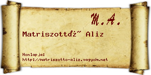 Matriszottó Aliz névjegykártya